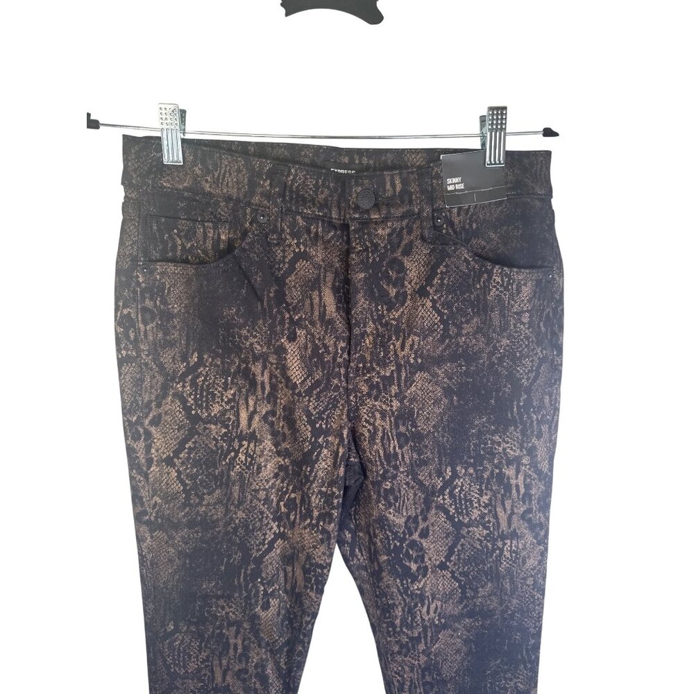 2/$30 Express Skinny Mid Rise Snake Print Pants 8R Stretchy NWT - Picture 6 of 15